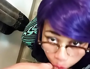 Chubby purple hair girl blowjob