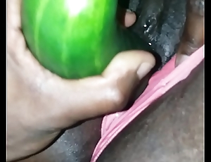 Cucumber in phat tight pussy