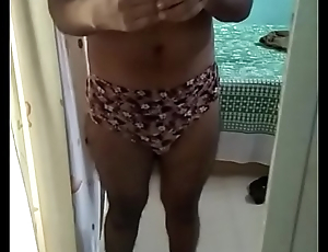 Wearing floral print panty of mom