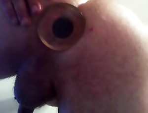 johony fucks his hole back dildo with an increment of buttplug