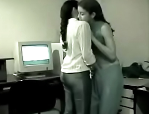 Two young Indian Lesbians have fun fro the office