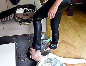 Submissive Dude Gets To Smell His Mistresss Shoes And Feet