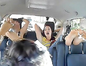 Two Girls Tickled In Automobile