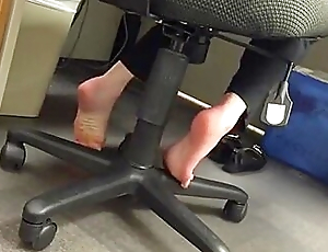 Female Colleague Caught Barefoot At Her Office Desc At Work