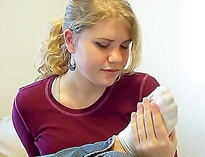 Innocent Amateur Shyly Sniffing Ankle Socks