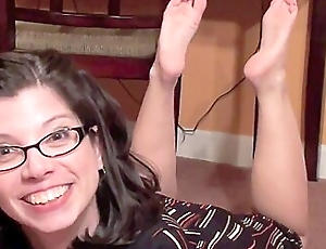 Foot Tease In Glasses Laughs